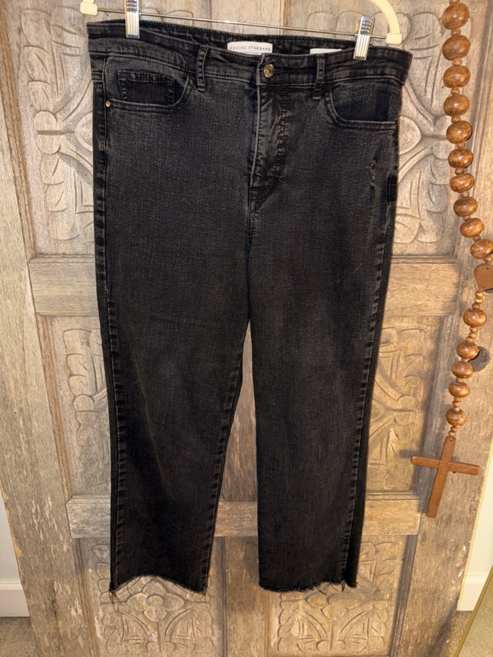 Social Standard by Sanctuary High Rise Crop Straight Black Denim Size 12